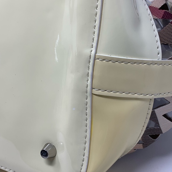 Burberry Patent Leather Clear Check Bucket Bag